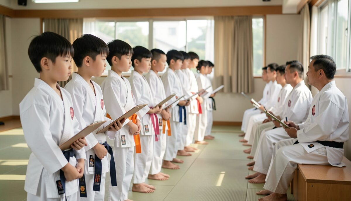 The lineup before the panel: clean uniform, best stance, and a parent in the back row doing objective number one - looking calm.
